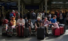 Passengers at the Eurostar terminal at St Pancras station in central London.