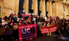 A picket line outside Leeds University’s Parkinson building