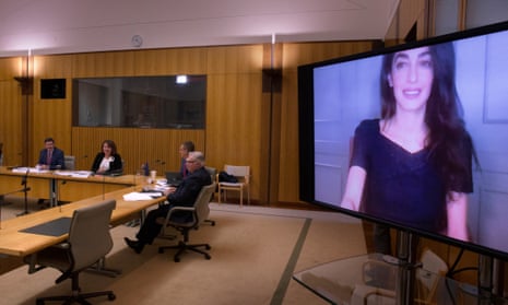 Amal Clooney urges Australia to be 'a leader in human rights' during Senate inquiry – video