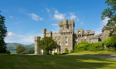 Wray Castle, on Windermere, on a bright, sunny day. The castle will host the National Trust’s first Children’s Book festival, from 4-6 March