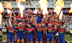 Knights players celebrate winning the 2023 NRLW grand final