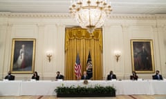 Joe Biden,Xavier Becerra,Antony Blinken,Lloyd Austin,Pete Buttigieg,Gina Raimondo<br>President Joe Biden speaks during a Cabinet meeting in the East Room of the White House, Thursday, April 1, 2021, in Washington. From left, Health and Human Services Secretary Xavier Becerra, Interior Secretary Deb Haaland, Secretary of State Antony Blinken, Biden, Secretary of Defense Lloyd Austin, Commerce Secretary Gina Raimondo, and Transportation Secretary Pete Buttigieg. (AP Photo/Evan Vucci)