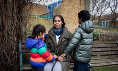 Davida with her two sons outside Denby Court