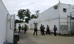 Authorities inside the Manus Island refugee camp walk around the camp serving deportation notices on the island in Papua New Guinea<br>Authorities inside the Manus Island refugee camp in Papua New Guinea walk around the camp serving deportation notices to detainees, February 9, 2017. Behrouz Boochani/Handout via REUTERS ATTENTION EDITORS - THIS IMAGE WAS PROVIDED BY A THIRD PARTY. EDITORIAL USE ONLY. NO RESALES. NO ARCHIVE.