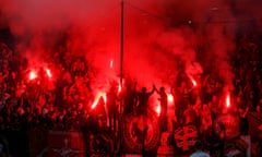 Spartak Moscow  fans in the away end at Maribor on Wednesday night