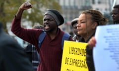 Supporters of the Angola book club activists demonstrate in Lisbon on Monday.