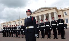 The last rehearsal of the sovereigns parade at Sandhurst.