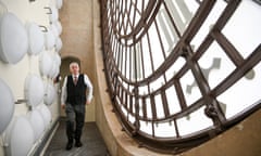 Commons Speaker, Lindsay Hoyle, behind the face of the Great Clock.