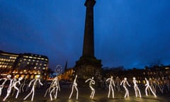 A stop-motion stick-figures art installation in St Andrew Square