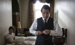 This image released by Amazon shows Ben Whishaw, left, and Hugh Grant in a scene from “A Very English Scandal.” On Thursday, Dec. 6, 2018, the program was nominated for a Golden Globe award for best limited series or TV movie. The 76th Golden Globe Awards will be held on Sunday, Jan. 6. (Sophie Mutevelian/Amazon via AP)