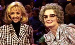 Debbie McGee, who was married to the magician Paul Daniels, with Caroline Aherne on The Mrs Merton Show
