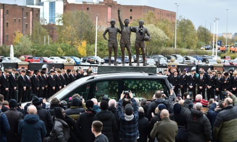 'He was a hero to me': thousands pay their respects to Sir Bobby Charlton – video 