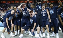 Villanova celebrate defeating Kansas on Saturday night