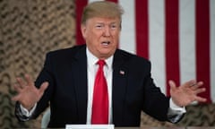 US-IRAQ-POLITICS-TRUMP-diplomacy<br>US President Donald Trump speaks at a military briefing during an unannounced trip to Al Asad Air Base in Iraq on December 26, 2018. - President Donald Trump arrived in Iraq on his first visit to US troops deployed in a war zone since his election two years ago (Photo by SAUL LOEB / AFP)SAUL LOEB/AFP/Getty Images