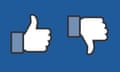 Facebook normal and upside down like  button