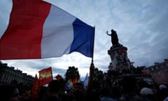 People gather on the Republique plaza