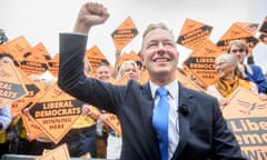 Lib Dem MP Richard Foord celebrates his June 2022 byelection win in Tiverton and Honiton