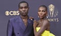 Paapa Essiedu and Michaela Coel at the Emmy awards