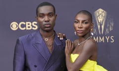 Paapa Essiedu and Michaela Coel at the Emmy awards