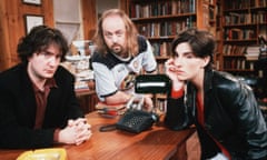 (L-R) Dylan Moran, Bill Bailey and Tamsin Greig as Bernard Black, Manny and Fran in British comedy Black Books.