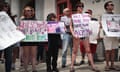 Nine Killed, 27 Wounded In Mass Shooting In Dayton, Ohio<br>DAYTON, OHIO - AUGUST 06: Demonstrators outside of the Dayton City Hall protest a planned visit of President Donald Trump on August 06, 2019 in Dayton, Ohio. Trump is scheduled to visit the city on Wednesday as residents recover from Sunday Morning’s mass shooting in the Oregon District. Nine people were killed and another 27 injured when a gunman identified as 24-year-old Connor Betts opened fire with a AR-15 style rifle in the popular entertainment district. Betts was subsequently shot and killed by police. The shooting happened less than 24 hours after a gunman in Texas opened fire at a shopping mall killing 22 people. (Photo by Scott Olson/Getty Images)