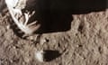 Apollo 11 commander Neil Armstrong creates a bootprint in the lunar soil, on July 20, 1969.