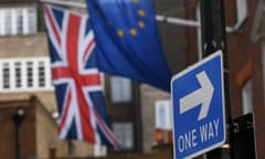 EU and Union Jack flags in London