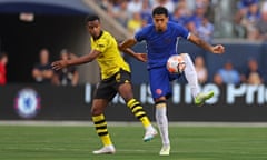 Levi Colwill controls the ball during Chelsea’s pre-season friendly against Borussia Dortmund.