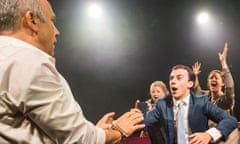 Jo Alessi (Mr Zero), Helen Walsh (Mrs One), Edd Campbell Bird (Shrdlu) and  Sue Appleby (Mrs Two) in Adding Machine-A Musical by Joshua Schmidt and Jason Loewith @ Finborough Theatre. Directed by Josh Seymour
(Opening 30-09-16)
©Tristram Kenton 09/16
(3 Raveley Street, LONDON NW5 2HX TEL 0207 267 5550  Mob 07973 617 355)email: tristram@tristramkenton.com