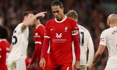 Virgil van Dijk shows his disappointment as Liverpool failed to break down Manchester United at Anfield on Sunday