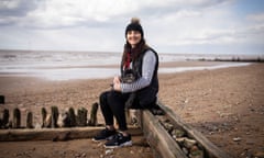 Kath Sansom, campaigner against vaginal mesh with her dog Pepper. Photographed in Hunstanton, 9 April 2022