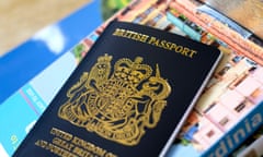 New British passport on travel guides