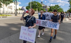 Activists Demonstrate Against Gun Violence And Call For Abortion Rights Protection<br>WASHINGTON, DC - MAY 28: Protesters march near the Supreme Court to demand an end to gun violence and call for abortion rights protection on May 28, 2022 in Washington, DC. The recent mass shootings in Buffalo and Texas and a leaked Supreme Court draft opinion on the possibility of Roe v Wade overturning have galvanized activists to rally across the country. (Photo by Tasos Katopodis/Getty Images)