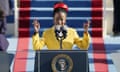 American poet Amanda Gorman reads a poem during the 59th Presidential Inauguration at the U.S. Capitol in Washington, DC on Wednesday, January 20, 2021