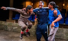 Playing keepy-uppy with life itself … Francis Lovehall, Emeka Sesay and Kedar Williams-Stirling in Red Pitch.