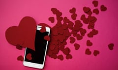 Many hearts seemingly oozing out off a smartphone
