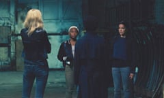 L-R: Elizabeth Debicki (back to camera), Cynthia Erivo, Viola Davis (back to camera), and Michelle Rodriguez star in Twentieth Century Fox’s WIDOWS. Photo Credit: Courtesy Twentieth Century Fox.