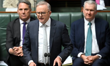 Australian prime minister Anthony Albanese speaks during Question Time at Parliament House today.