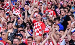 Croatia fans celebrate as their team defeats France in Paris during the Nations League