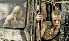 MAD MAX: FURY ROAD 2012 Warner Bros film with Charlize Theron at right and Nicholas Hoult at left. Image shot 2012. Exact date unknown.<br>EMBAY2 MAD MAX: FURY ROAD 2012 Warner Bros film with Charlize Theron at right and Nicholas Hoult at left. Image shot 2012. Exact date unknown.