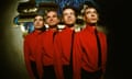 Kraftwerk In Front Of World Time Clock In Keio Plaza Hotel<br>(MANDATORY CREDIT Koh Hasebe/Shinko Music/Getty Images) Kraftwerk in front of world time clock in Keio Plaza Hotel, Tokyo, September 1981. (Photo by Koh Hasebe/Shinko Music/Getty Images)