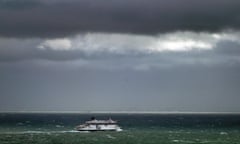 A ferry crossing the Channel from Dover, Kent