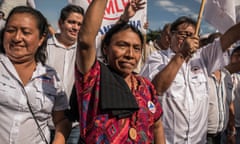 Thelma Cabrera, de 52 años, quien encabeza el Movimiento para la Liberación de los Pueblos (MLP), un partido político que representa mayoritariamente a los pueblos indígenas de Guatemala, participa en un mitin politico en la plaza principal del centro de la Ciudad de Guatemala. Se postuló como candidata presidencial pero el Tribunal Supremo Electoral (TSE) decidió excluirla de la contienda electoral por supuestos problemas legales de su compañero de candidatura, Jordan Rodas.
Guatemala City, Guatemala. June 22, 2023.
On June 25, 2023, general elections will be held in Guatemala to elect the President and Vice President, the 160 members of Congress, the 20 members of the Central American Parliament and the local governments of 340 municipalities in the country.