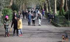 Crowds in Battersea Park, London, on 21 March