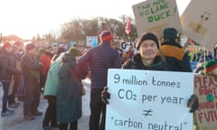 Campaigners protest against the new coalmine near Whitehaven, Cumbria, during a rally at the proposed site last month.