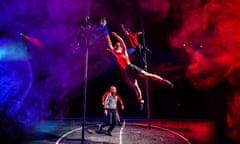 The 7 Fingers acrobats performing.