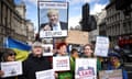 People protest against former British Prime Minister Boris Johnson, in London, Britain, March 22, 2023. REUTERS/Henry Nicholls