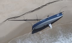 Sydney to Hobart yacht race competitor Huntress ashore on Christmas Beach, Tasmania