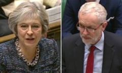 Theresa May and Jeremy Corbyn at PMQs