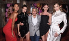 Lais Ribeiro, Sara Sampaio,  Ed Razek, Martha Hunt and Gigi Hadid in New York in 2018.